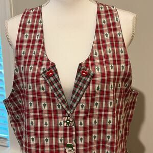 Dogwood Lane Christmas Dress XL Ceramic Buttons Holiday Granny core maxi Plaid